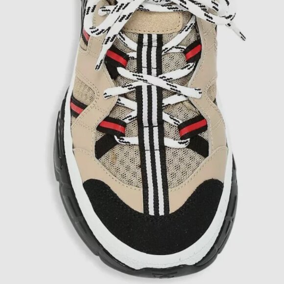 BURBERRY MEN UNION RS5 MIX TECH STRIPE LOW TOP SNEAKERS, BEIGE, SZ 40 - NIB $750 - Picture 4 of 16